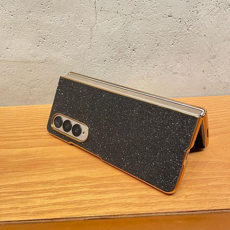 For Samsung Galaxy Z Fold 7 Case Slim Shinny Powder Bling Bling PU Leather Electroplating Phone Case Cover For Z Fold 3 4 5 6