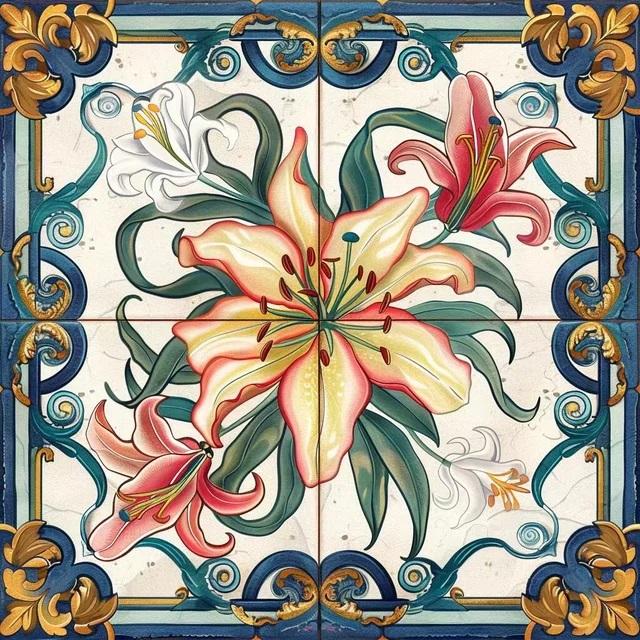 5D Diy Diamond Painting Colorful Mandala White Lily Flower Cross Stitch Full Square Round Picture Mosaic Rhinestones Embroidery