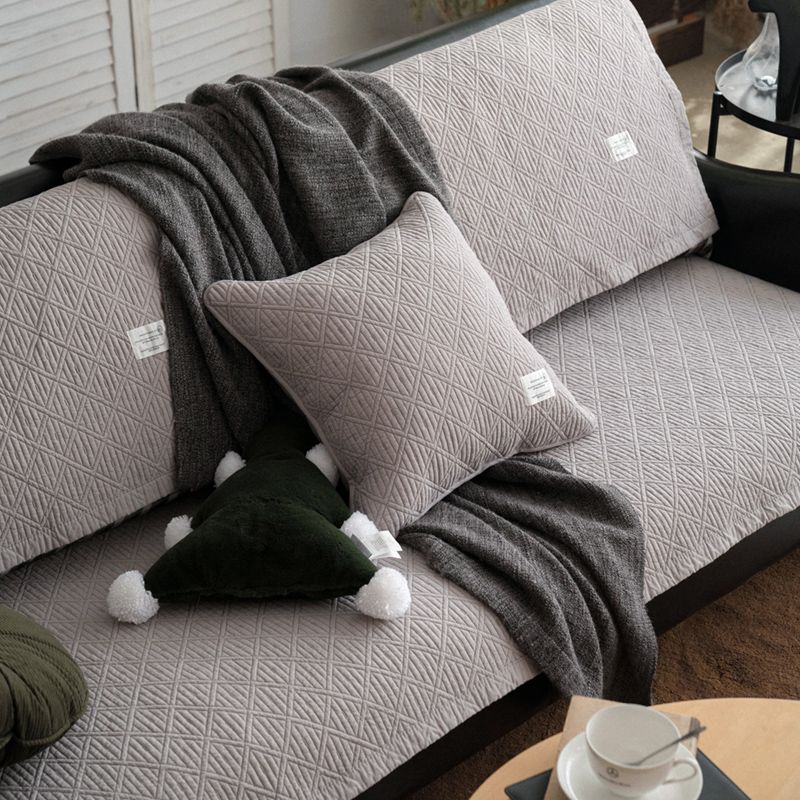 

Machine Embroidery High-Grade Cotton Twill Sofa Cushion Fabric Pure Cotton Non-Slip Cushion Minimalist Pure Color All Year Round Neutral Grey 50*50cm pillow case without core