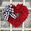 Red Heart-Shaped Fabric Wreath Valentines Day Decor Modern Minimalist Wedding Party Decoration 35cm 40cm Size