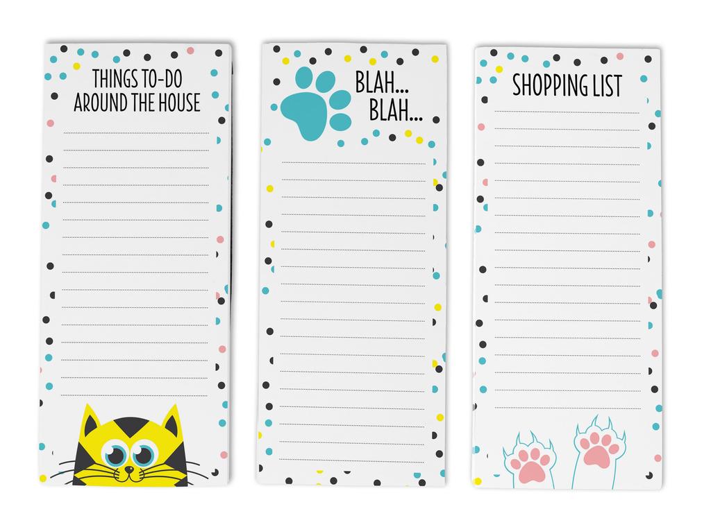 Inkdotpot Balení 3 magnetických poznámkových bloků na lednici – magnetické poznámkové bloky do chladničky- (50 listů