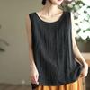 Women Vest Round Solid Color Tank Loose Fit Tops Solid Color Neck Sleeveless Thin Sport Vest
