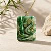Bamboo Carved  Pendant Necklace Green  Square Pendant Lucky Amulet  Traditional Chinese