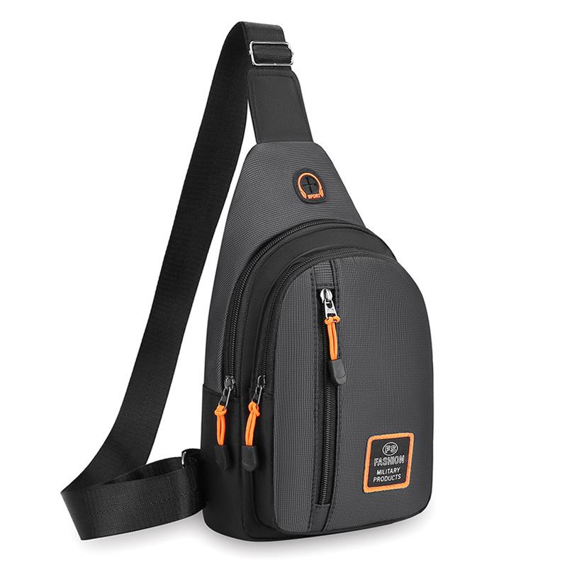 Multi layer Chest Bag Men's New Korean Version of Joker Chest Satchel Waterproof and Wear Resistant Oxford Cloth Small Shoulder Crossbody Bag.