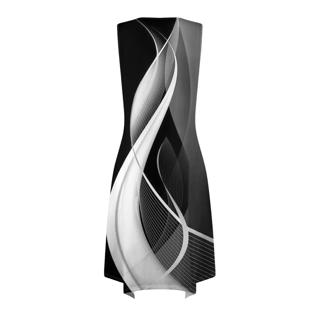 Dámské ležérní šaty na léto Tílkové šaty Volné plážové šaty s kapsami Rozšířené midi letní šaty