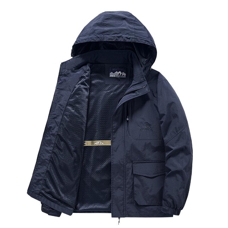 Kurtka męska na wiosnę i jesień, luźna, duża, męska, z kołnierzykiem typu stójka, jednokolorowa, codzienna kurtka