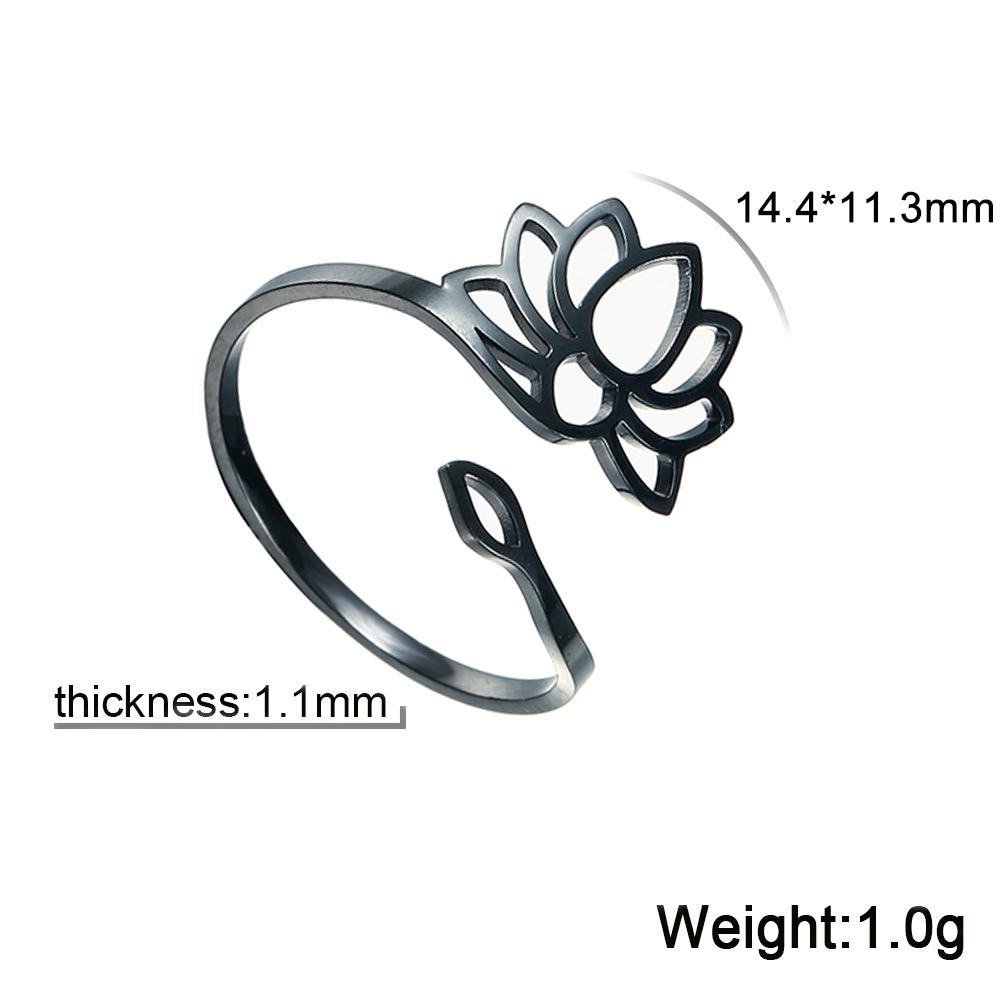 Stainless Steel Lotus Flower Rings Silver Color Yoga Buddha Adjustable Ring Om Symbol Amulet Vintage Jewelry New Year Gifts