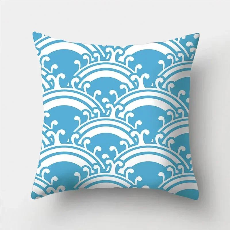 Blue Geometric Pattern Decorative Cushion Pillowcase Cushion Cover Throw Pillow Living Room Sofa Decorative Pillowcase