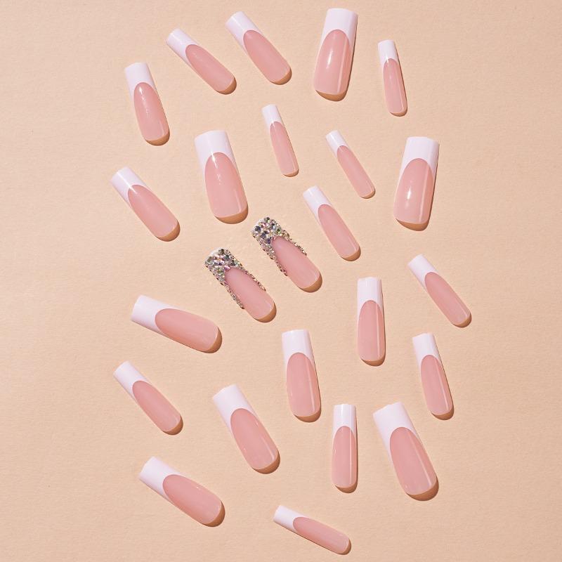 Extended water pipe wearing nail piece flash rectangular fake nail finished wholesale falsenails starry sky gradual change