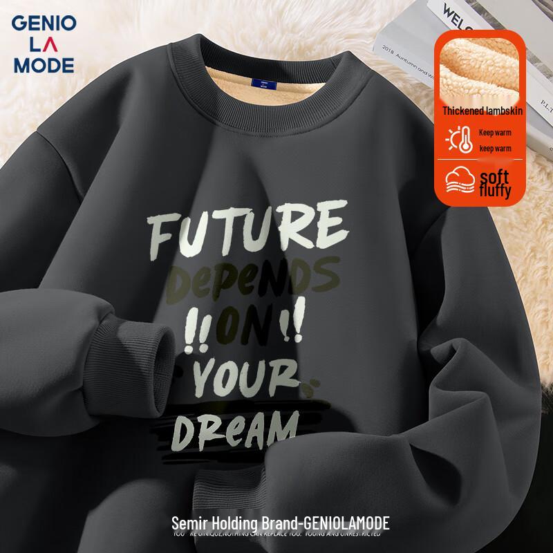 

GENIOLAMODE Men s Fleece Lined Round Neck Sweatshirt M