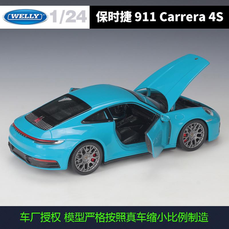 WELLY 1:24 Scale Porsche 911 Carrera 4S - Alloy Die-Cast Model Car, Official Licensed Collector's Display Gift with Detailed Int