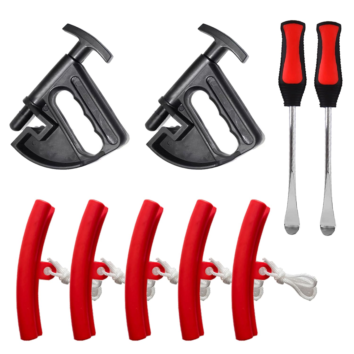 NABESHI Tire Lever Set for Tire Changer, Rim Protector, Bead Helper, Tire Repair for Cars, Motorcycles, and Automobiles (Bead Helper 2 + Red 5 + Tire