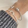 100% Solid 925 Sterling Silver Metal Bracelet for Women Vintage Handmade Simple Geometric Knot Bracelet Birthday Gift Party