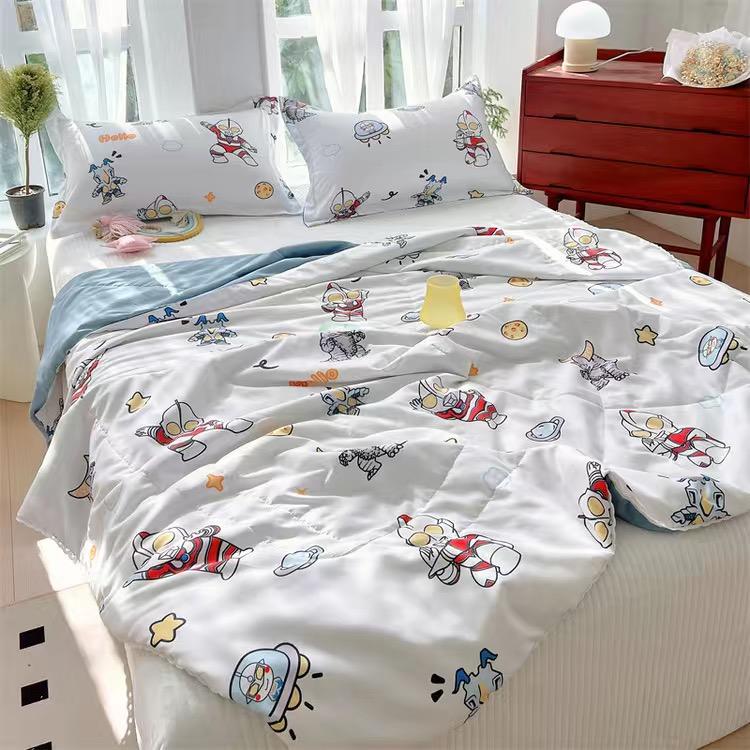 Cuvertură de vară pentru copii, fructe de desene animate, cuvertură colorată, adulți, spălare mecanică, matlasare din dantelă florală, pilote subțiri, pături răcoritoare