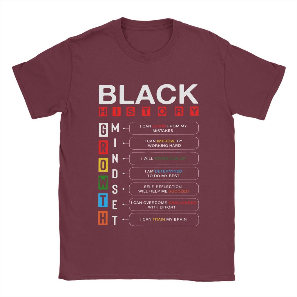 Novelty Black History Growth Mindset TShirts Unisex Round Neck Pure Cotton T Shirt Short Sleeve Tees Classic Tops