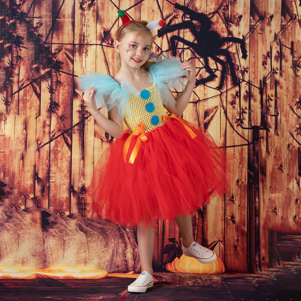 2025 Clown Suit Children's Mesh Princess Dress TUTU Girls Dress Christmas Halloween Show Costume