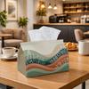 1pc Modern Abstract Landscape Tissue Box - Multi-functional Napkin Dispenser, Two Sizes Available Made of Durable Polyester, Decorated with Rolling Hi