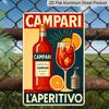 2D Flach 1 Stück 8x12 Zoll Vintage CAMPARI LAPERITIVO Schild/Metall Aluminium Kunst Wanddekoration, Lustige Vintage Schild Dekoration, Heimdekoration, Restaurantdekoration