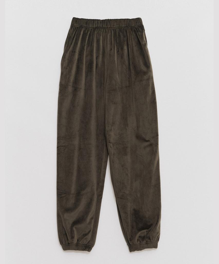 RAWMANTICS Smooth Velvet Cubic Logo Jogger Pants Khaki