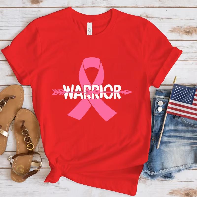 

Новая футболка с летним принтом «Воин осведомленности о раке груди», модная, с круглым вырезом, свободная, с коротким рукавом, повседневная женская майка 4XL