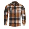 Men's Lapel Checkered Shirt Retro Brushed Casual Long-sleeved Jacket
