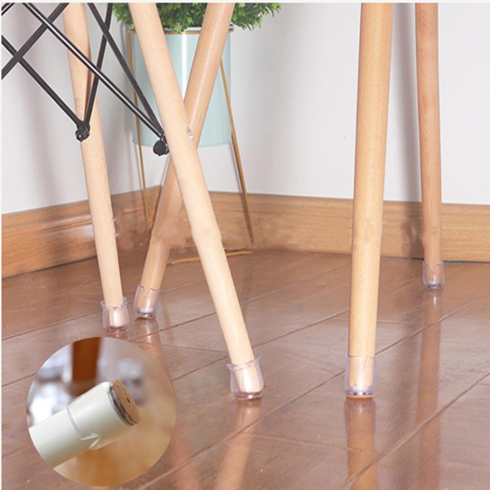 16pcs Silicon Chair Leg Cover Round with Felt Non-Slip Floor Protective Cover Sofa Chair Leg Furniture Legs Bottom Accessories