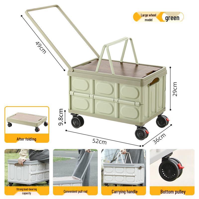 Składany pojemnik do przechowywania do bagażnika samochodowego z drewnianą pokrywką na kemping i piknik