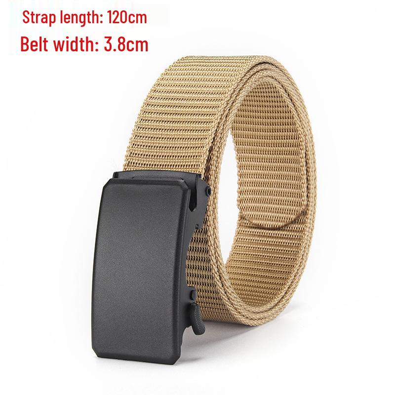Men's Tactical Canvas & Nylon Woven Belt with Leather Trim - Elastic and High-End Accessory