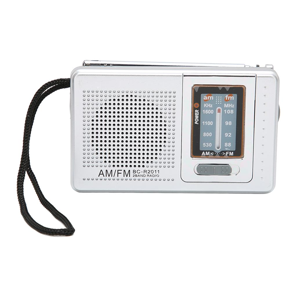 Portable Pocket Radio AM/FM Classic Elegant Design Silver Grey Battery ...