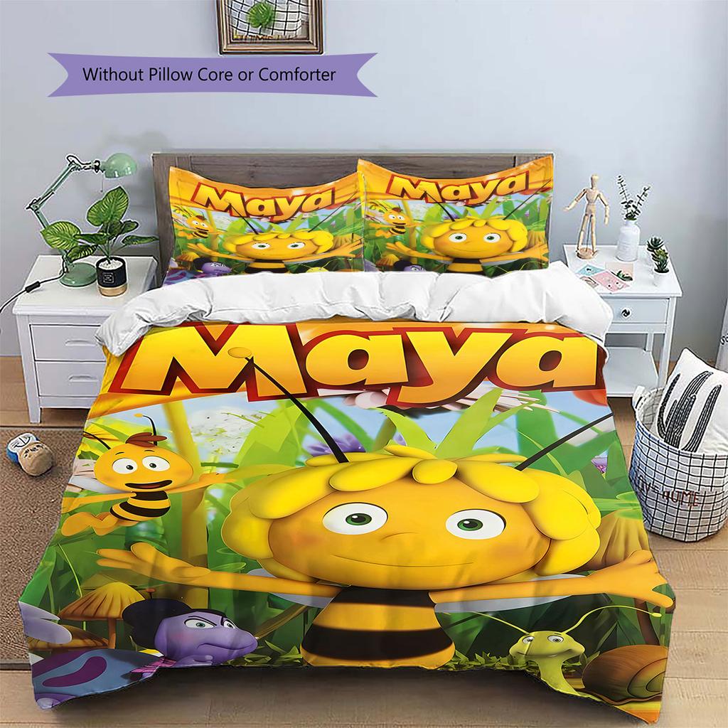 La Abeja Maya Pattern Bedding,Quilt Set Quilt Cover Pillowcase Home Birthday Gift(1 * duvet cover + 2 * pillowcase, without core)