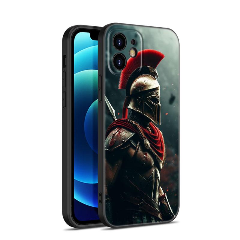 Spartan Phone Case For Apple iPhone 12 13 Mini 11 14 15 Pro Max 7 8 Plus X XR XS SE 2020 2022 Black Silicone Case