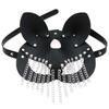 Metal Tassel Face Cover PU Leather Adjustable Chain Cosplay Face Cover with Rivets Tassel Black