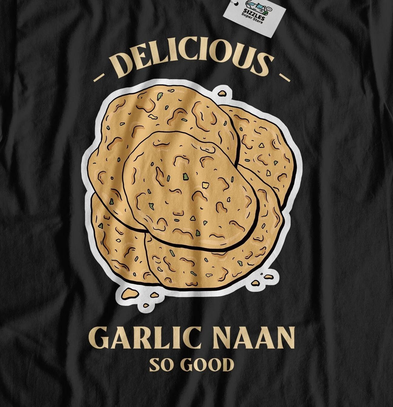 Unisex Funny Garlic Naan Bread T-Shirt Indian Take Away & India Restaurant Tees L
