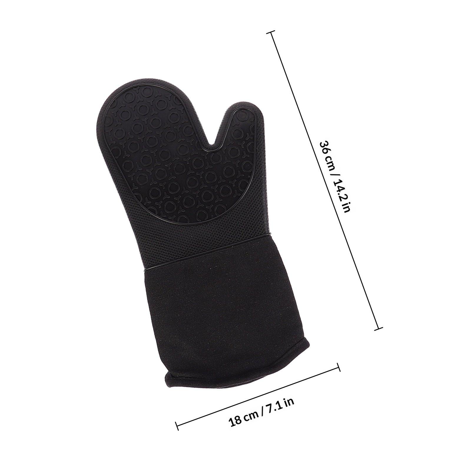 2Pcs Silicone Baking Gloves Heat Resistant Oven Mitts with Pot Holders Kitchen Cooking Safety Set Non Slip Grip Dishwasher Safe чёрный