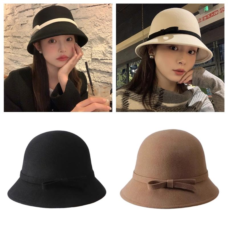 Princess Cloche Hat Handmade Woolen Hat Elegant Sun Hat Surprise Gift for Girlfriend for Vacations French Style