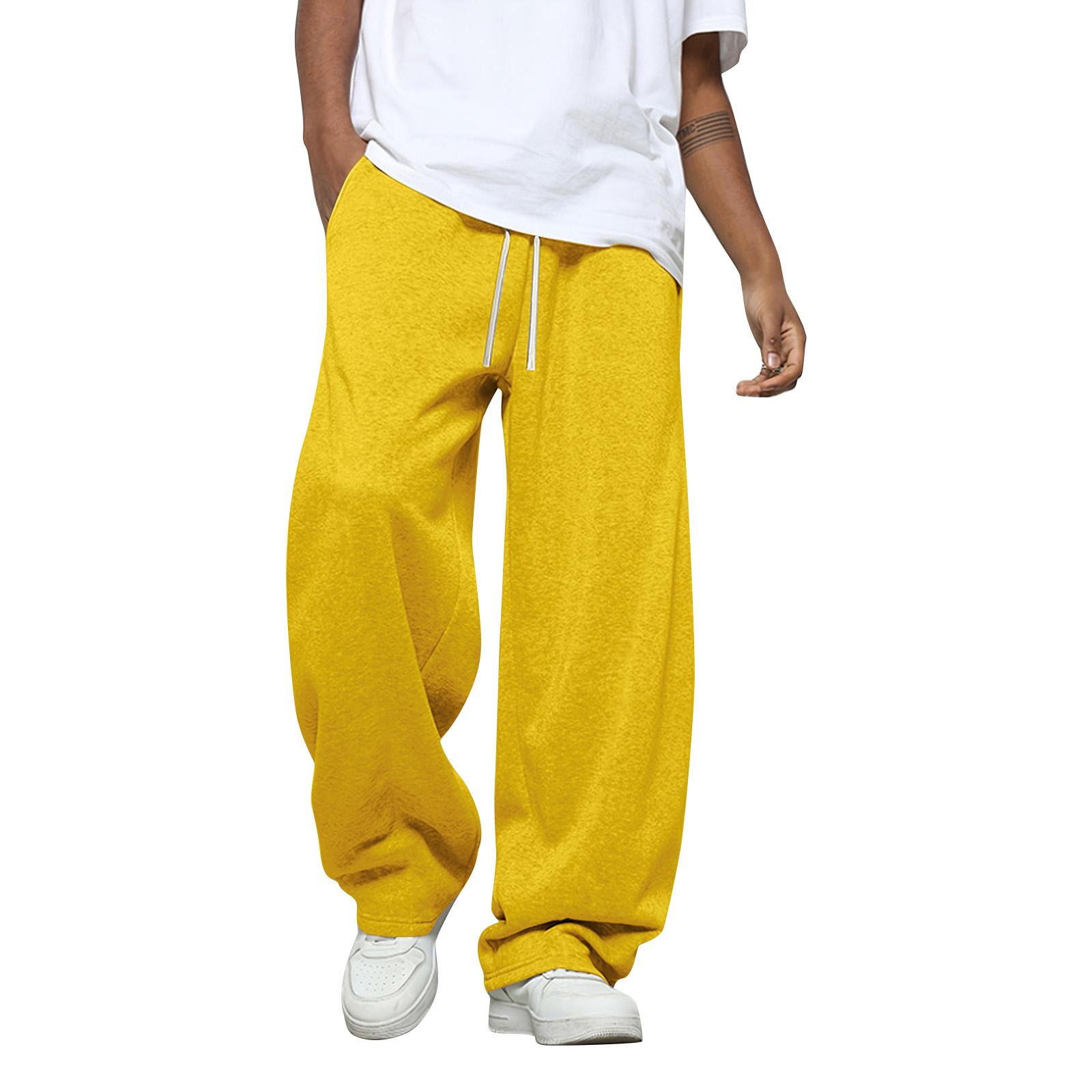 

Men s Solid Color Loose Wide Leg Sweatpants Men s Casual Fashion Sweatpants XL жёлтый