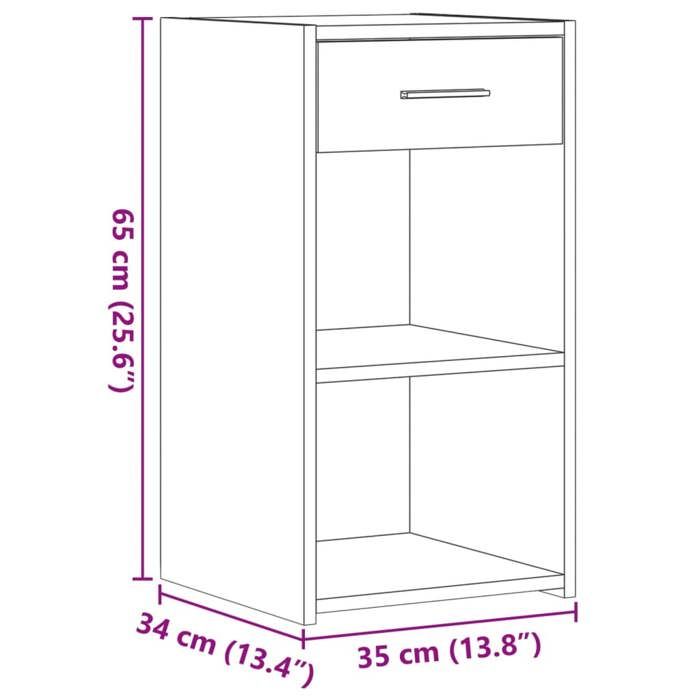 VidaXL Table de chevet Chêne fumé 35x34x65 cm Bois d'ingénierie, table de chevet, meuble de chambre, table de nuit, armoire, 840584