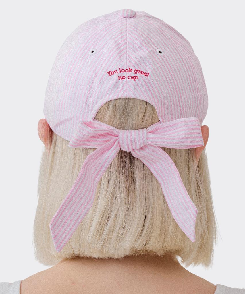 AOX Aox Stripe Ribbon Ball Cap Pink