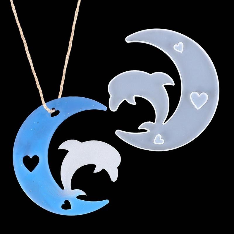 Crystal Drop Gel Moon Mold Diy Rabbit Dolphin Hippocampal Deer Cat Moon Pendant Silicone Mirror Mold