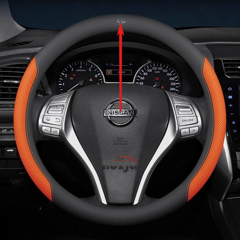 Leather Car Steering Wheel Cover for Nissan Patrol Tiida NP300 Frontier NV200 Navara Accessories