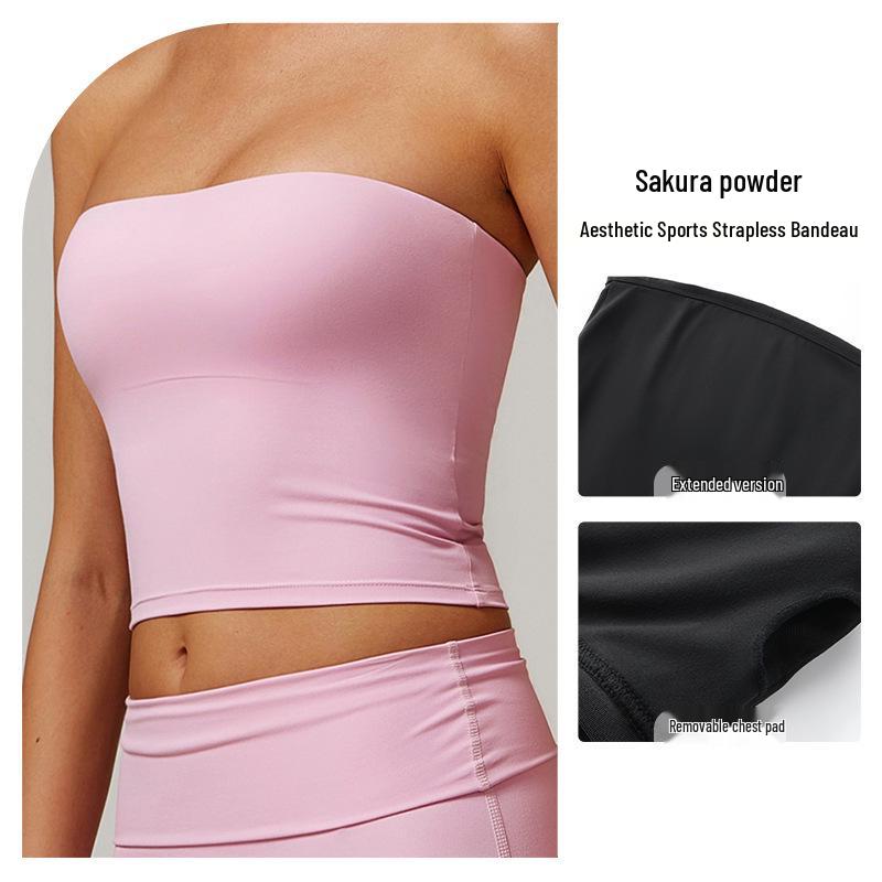 Cross-Border Strapless Quick-Dry Sports Bra with Chest Pads – Breathable Outdoor Yoga Wear