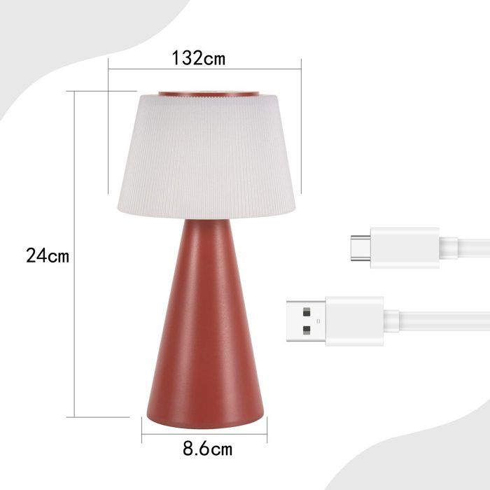 Lampe de table - NETTLIFE - 3600 mAh - Sans fil - LED intégrée - Rouge