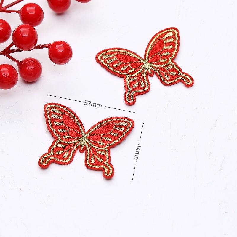 Chinese New Year Lion Baby Cloth Sticker with Gold Embroidery & Butterfly Bow Hair Clip Material