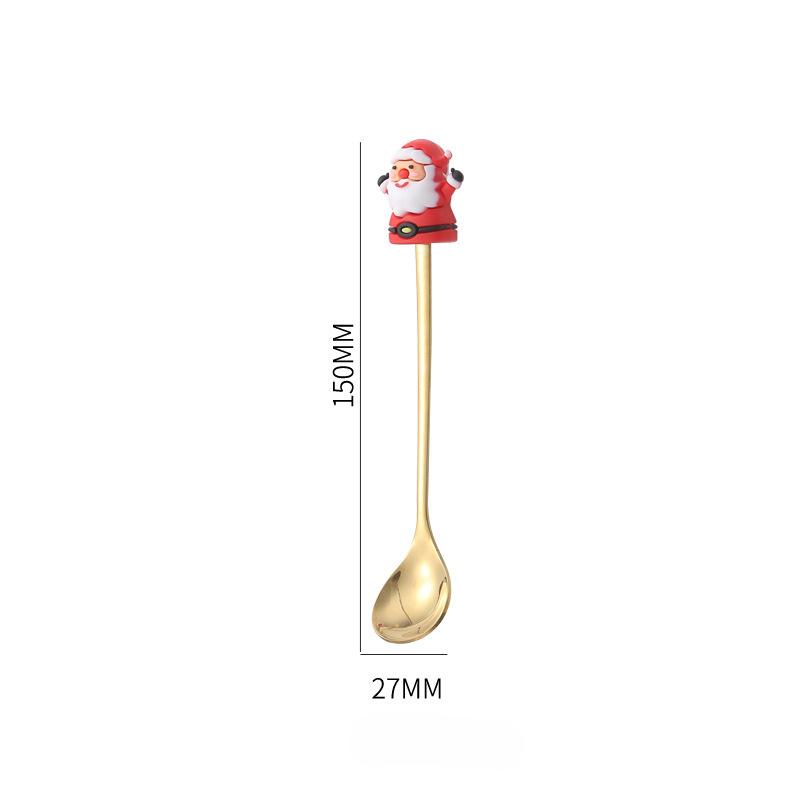1/2/4/6 pièces ensembles cadeaux de poupée de dessin animé de Noël fantaisie vaisselle de Noël en acier inoxydable ensemble cuillère à café et fourchette avec boîte cadeau