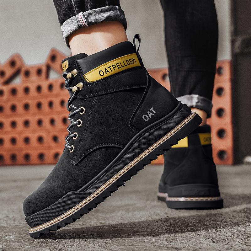 Fashion Outdoor Sneakers Men Lace Up Non-Slip Ankle Boots for Couple Boots Men High Top Boots High Quality Women Leather Shoes