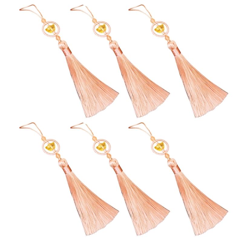 Set of 6Pcs 10cm Lucky Tassels Keychain Holder Wealth Symbol Polyester Fringe for Bag Decoration Jewelry Making