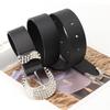 New rhinestone alloy three-piece black belt women's American millennial style personalized versatile jeans women's belt