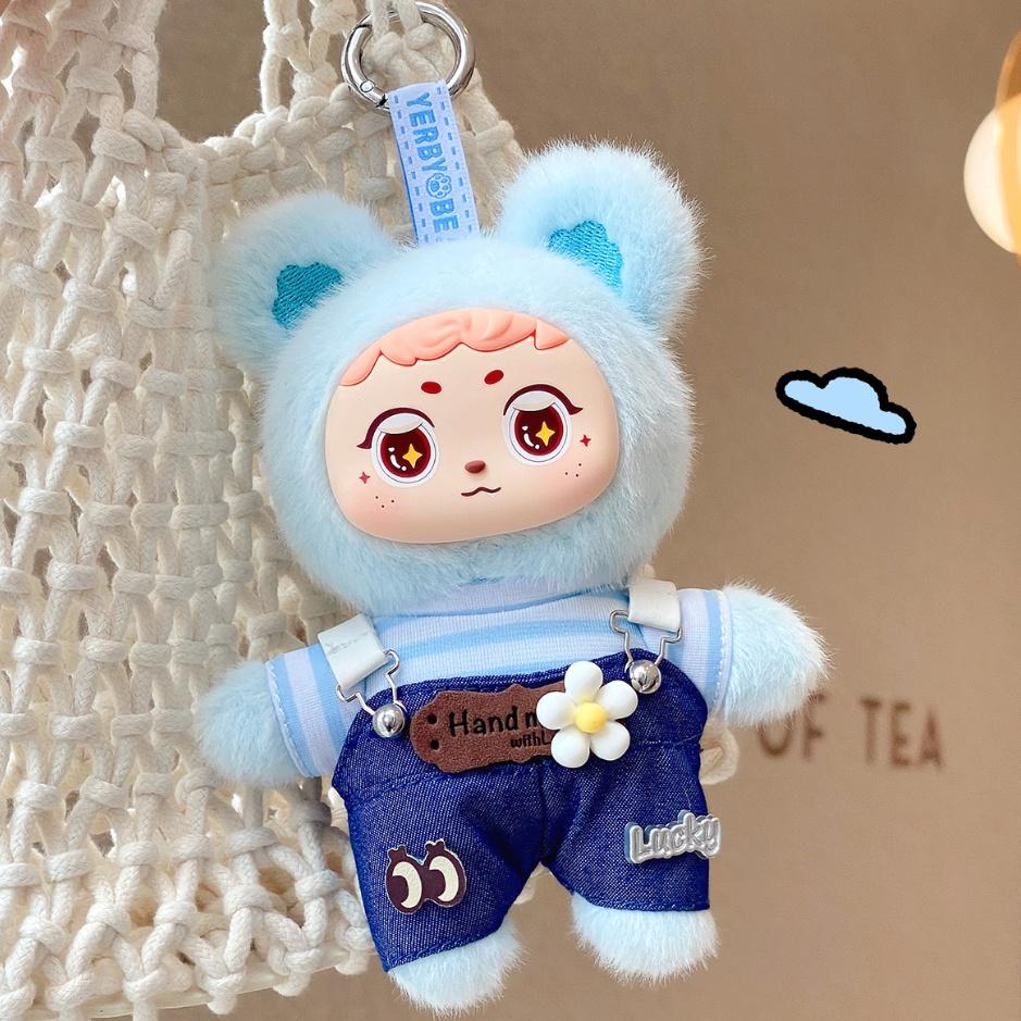 

14cm Cartoon Cute Bear Vinyl Plush Toys Stuffed Plush Toys Strap Pants Bear Clothes Can Taken Off Kids Birthday Gifts Hang Bags 14cm