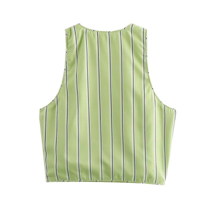 Fashion Style 2024 Summer New Arrival Women's Clothing V Neck Sleeveless Effect Stripes Vest High Waist Pants 2010732