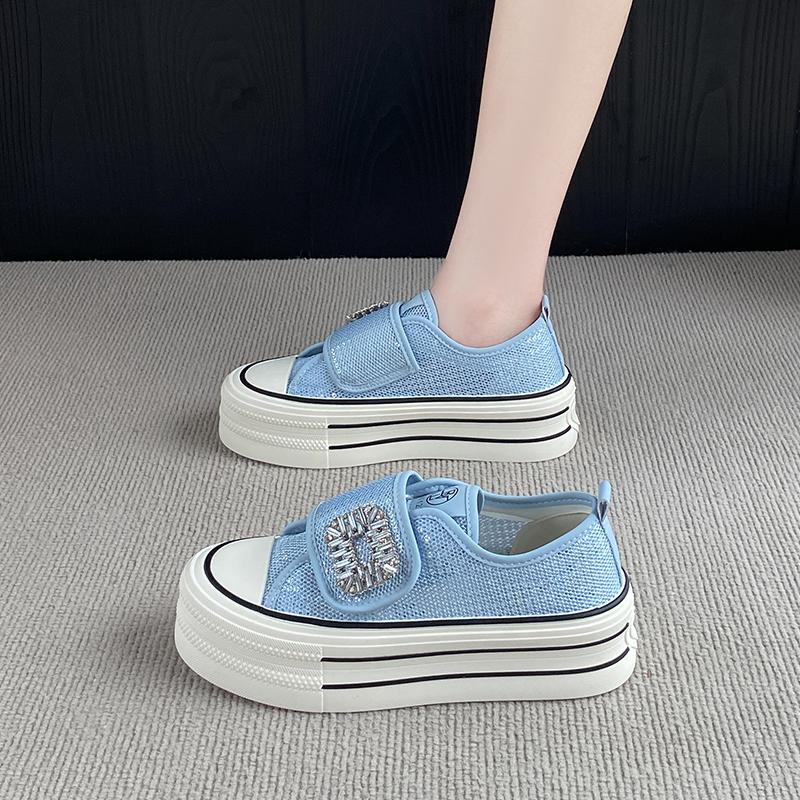 

Fashion CRLAYDK Classic Platform Mesh Shoes for Women Low Top Casual Sneakers Ladies Hook&Loop Fashion Walking Skateboard Tennis 36